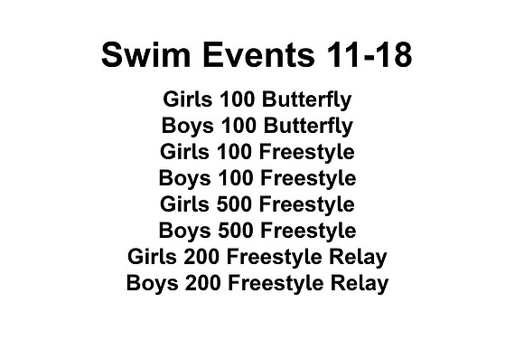 Swim events 11-18