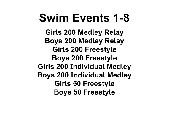 Swim events 1-8